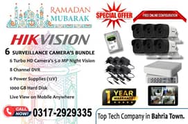 6 CCTV Cameras Bundle 5mp (HIKVision)