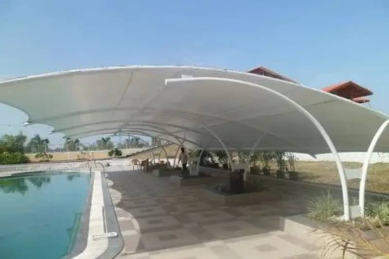 Tensile Shades in Pakistan - Wall mounted shed - Car Park - Marquee 4