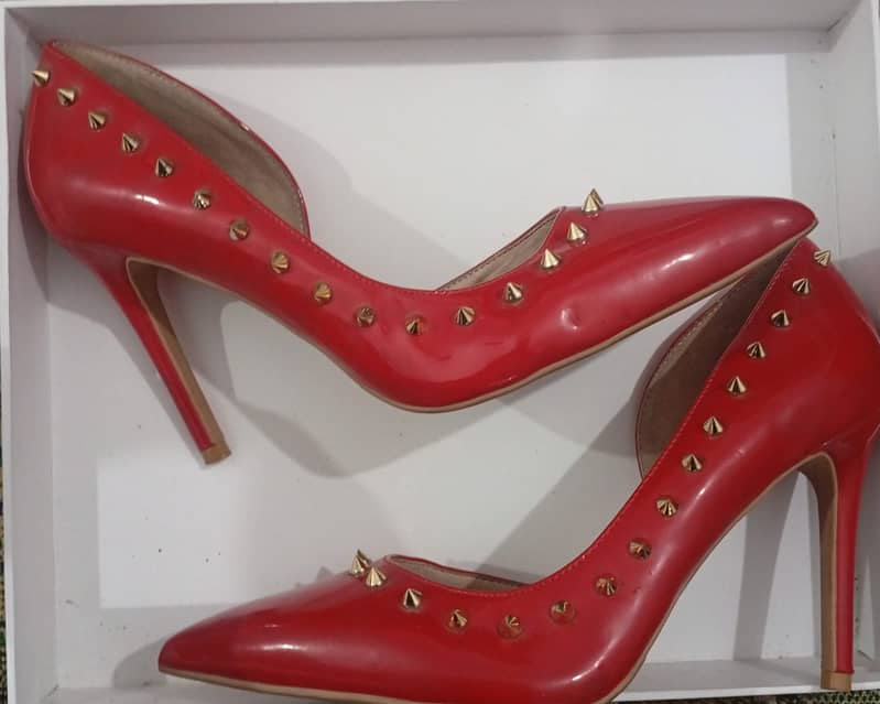 Red High Heels for Women – Studded Party Wear Stiletto Heels 1