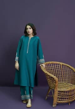 2 Pcs Women's Unstitched Embroidered Suit