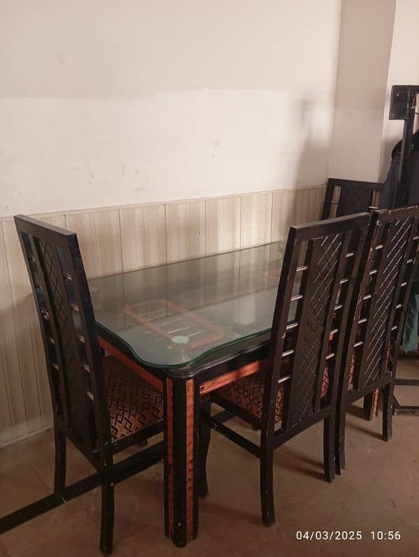 wooden dining table with glass top 2