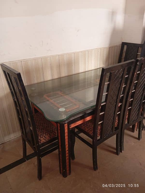 wooden dining table with glass top 4