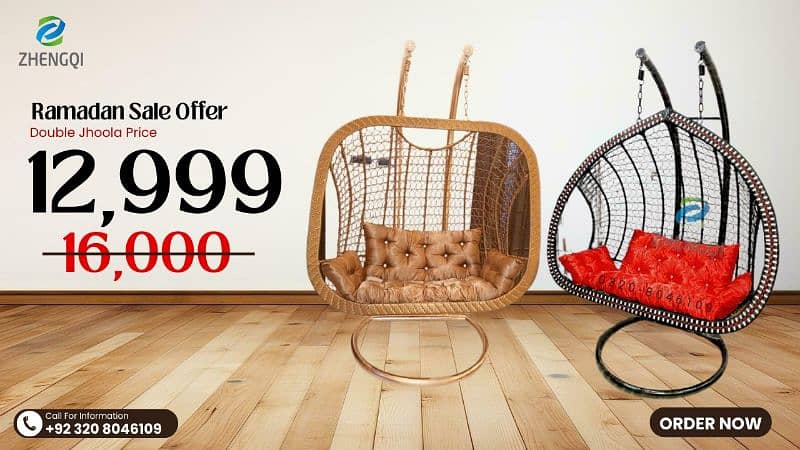 Double/Single Swing Chair - Rattan Swing Chair - Hanging Jhola Swing 0