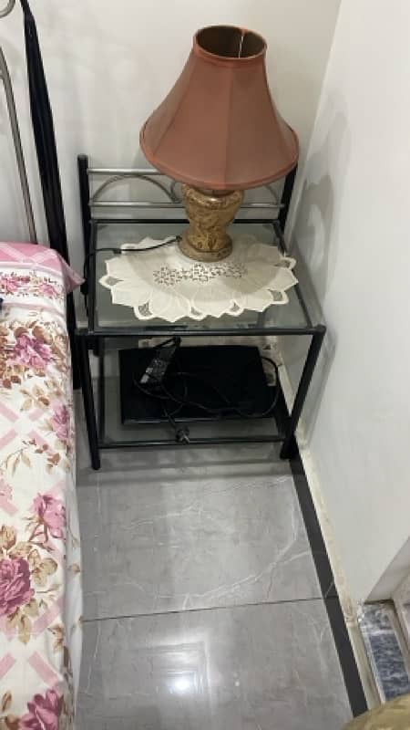 Single Metal Bed & Side table 1