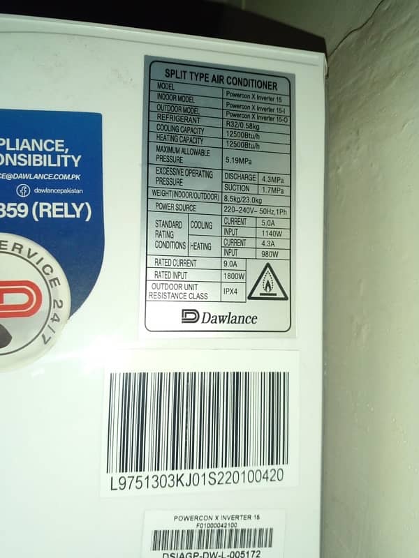 dawlance inverter ac 1 ton 1