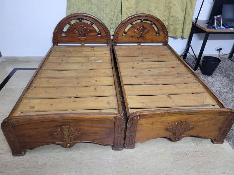 2 single orignal wooden bed 3