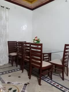 6 seater dining table /glass top table/wooden chair/luxury dining