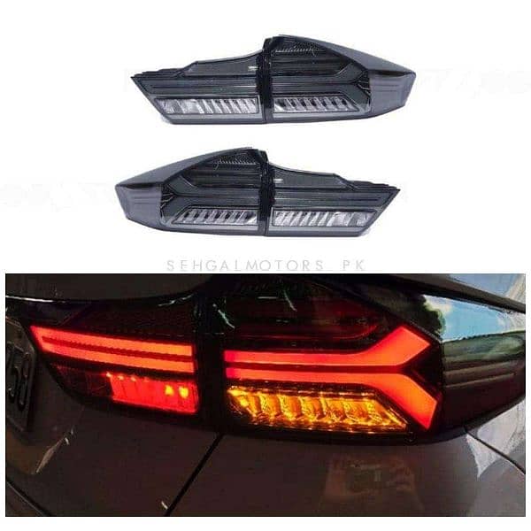 Honda City Audi Style Back Lamps Smoke - Model 2021-2024 0