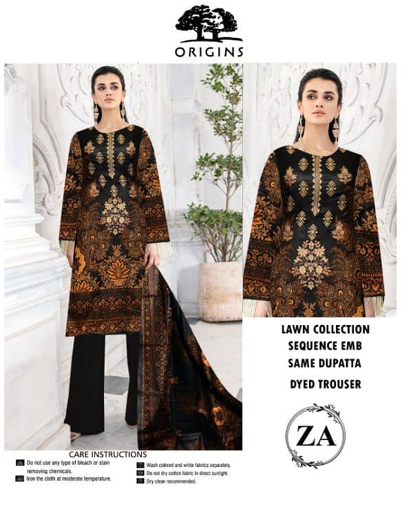 lawn 3 Pc Unstitched Suit for Eid 0