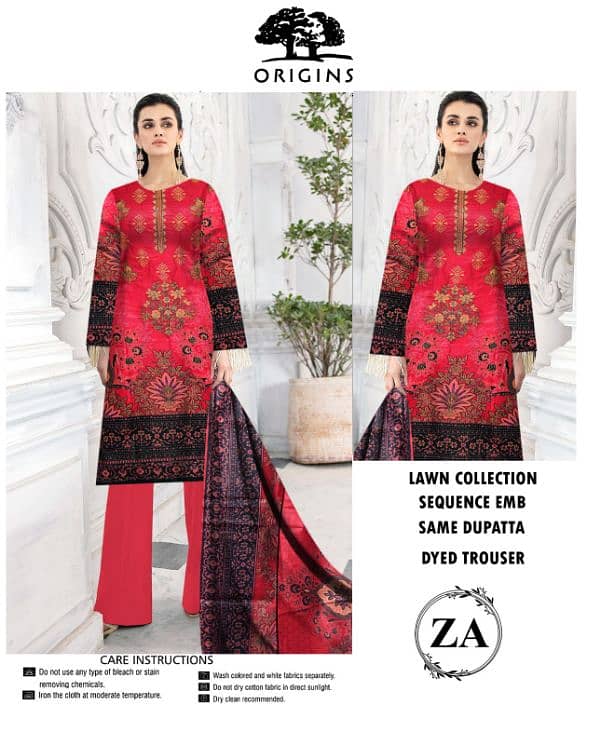 lawn 3 Pc Unstitched Suit for Eid 2