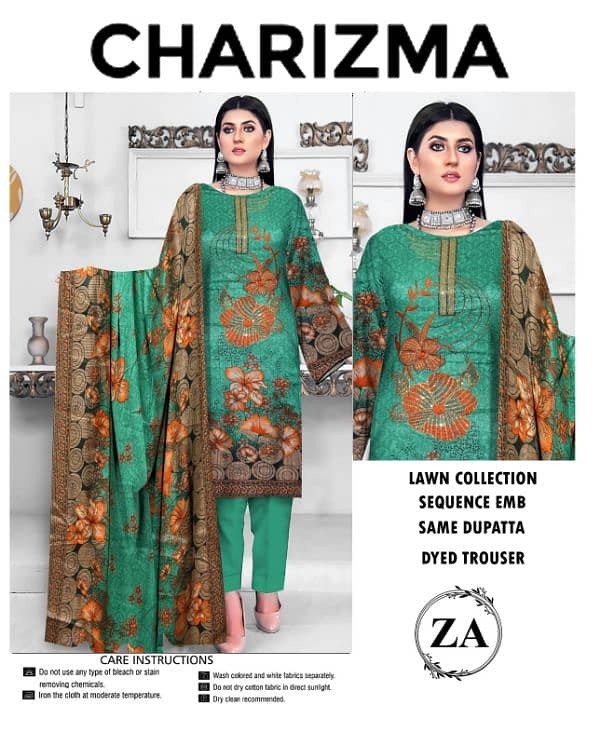 lawn 3 Pc Unstitched Suit for Eid 12