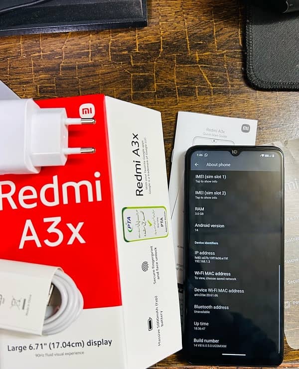 Redmi A3x.   3gb 64gb.  1 day use 3