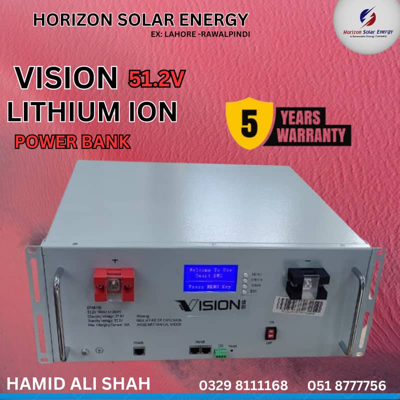 VISION 51.2V LITHIUM ION BANK -48/100AH WITH 5 YEARS WARRANTY . 2