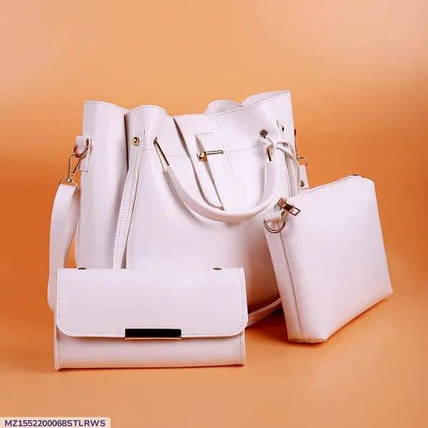 Woman,s Pu Leather Plan Hand Bag Set 0