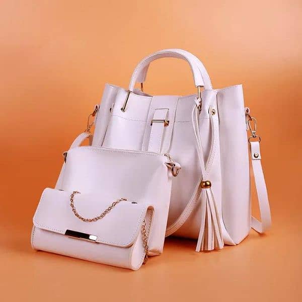 Woman,s Pu Leather Plan Hand Bag Set 4