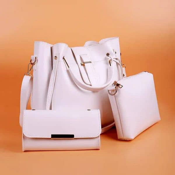 Woman,s Pu Leather Plan Hand Bag Set 5