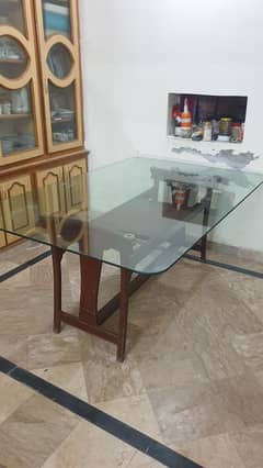 Glass Dinning Table with wooden chairs