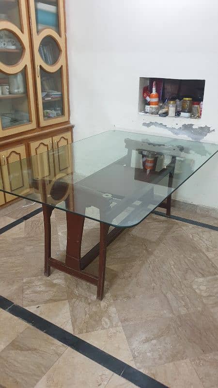 Glass Dinning Table with wooden chairs 0