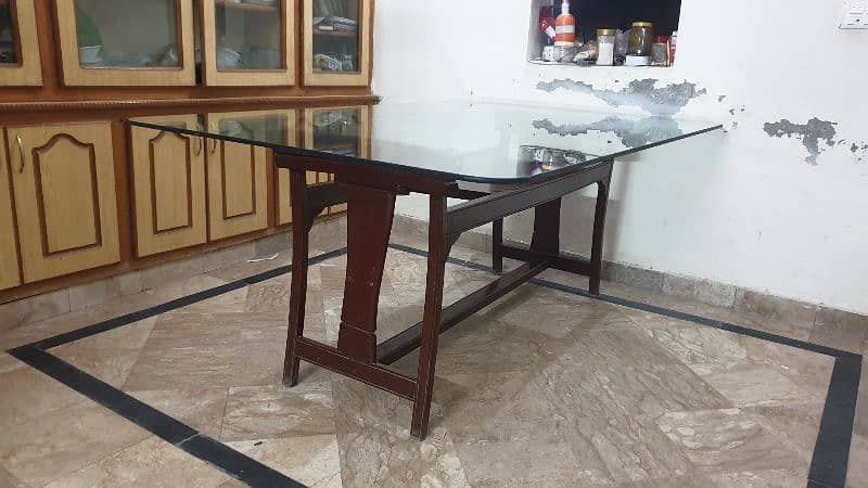 Glass Dinning Table with wooden chairs 1