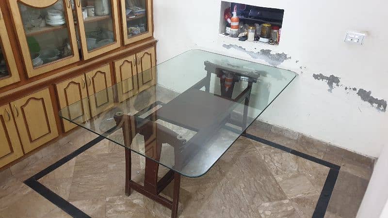 Glass Dinning Table with wooden chairs 2