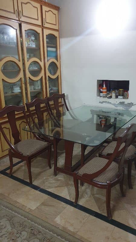 Glass Dinning Table with wooden chairs 6