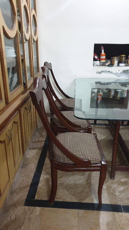 Glass Dinning Table with wooden chairs 7