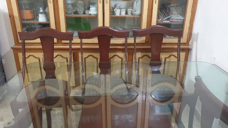 Glass Dinning Table with wooden chairs 8