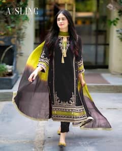 3 piece women unstitched embroidered suit