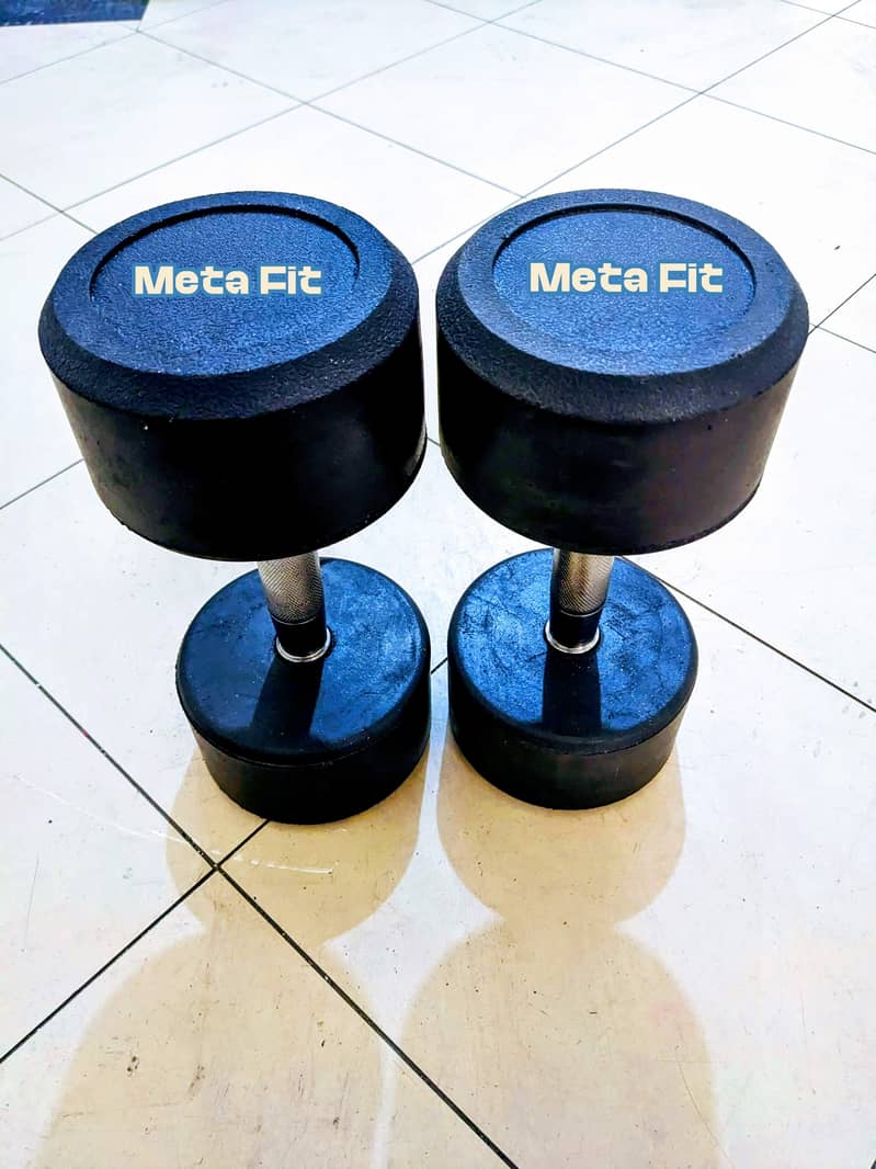 Rubber Coated Dumbbells Weight plates Iron Rod Barbell bar benchpress 5