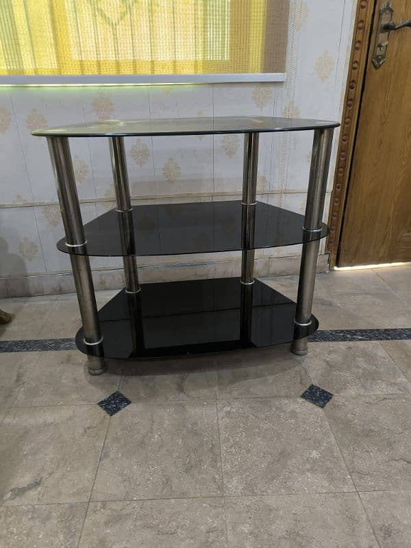 Black Glass TV trolley 1