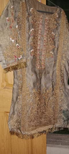 golden color formal kurta and trouser