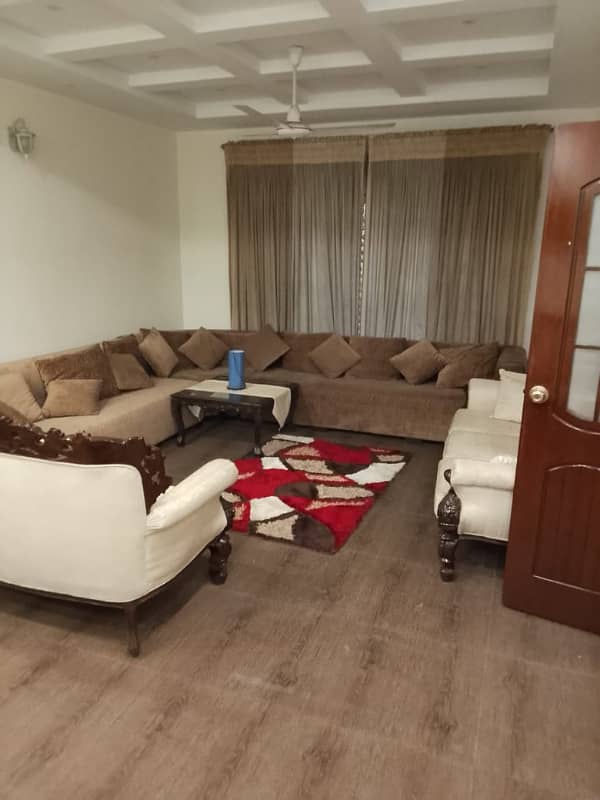 Fully Furnished One Kanal Lower portion 3 beds available for rent in Gulberg III Falcon Complex Lahore 0