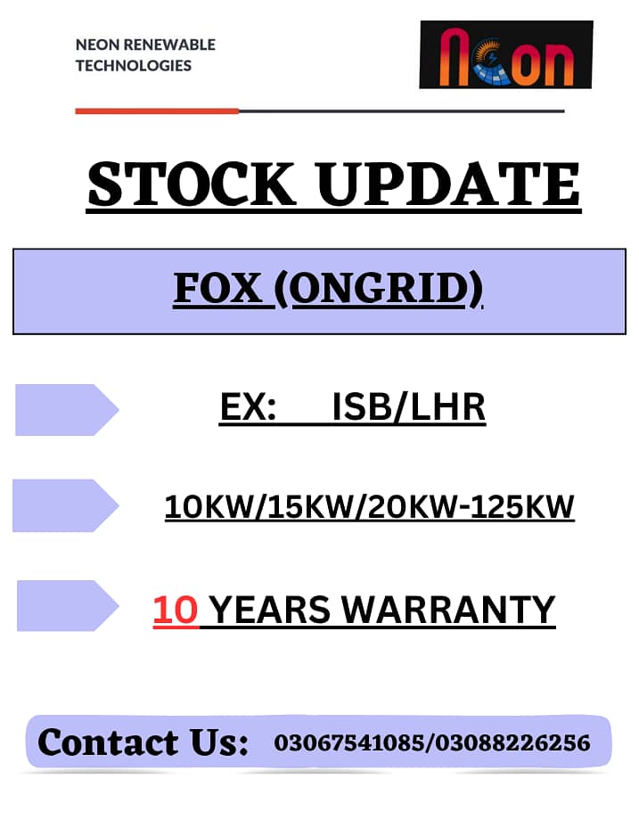 SOLAR INVERTERS GROWATT/KNOX/FOX 2