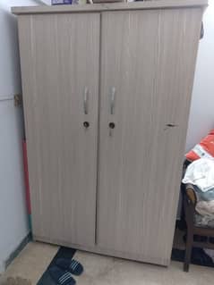 Queen Bed+ 2 Door wardrobe+ Iron stand