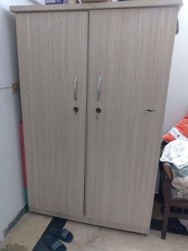 Queen Bed+ 2 Door wardrobe+ Iron stand 0