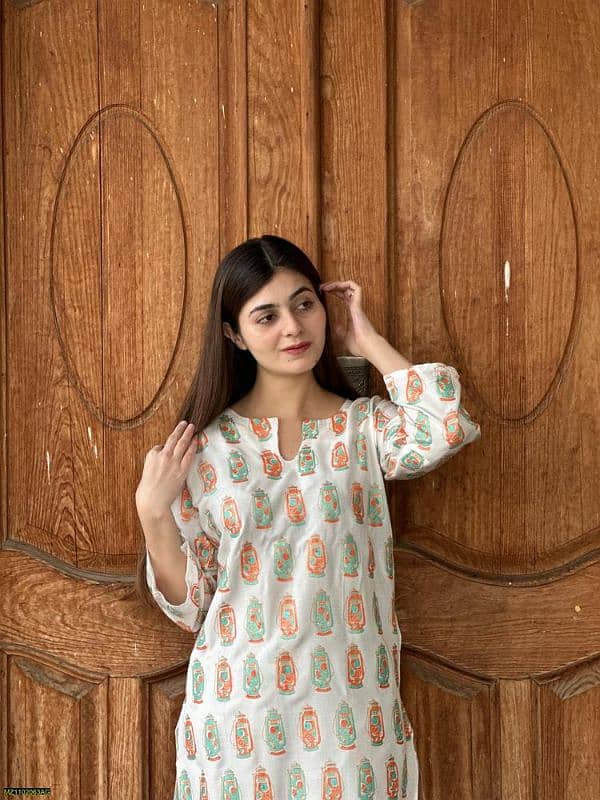 2 PCs women's stitched lawn printed shirt and trouser _ Different d 3