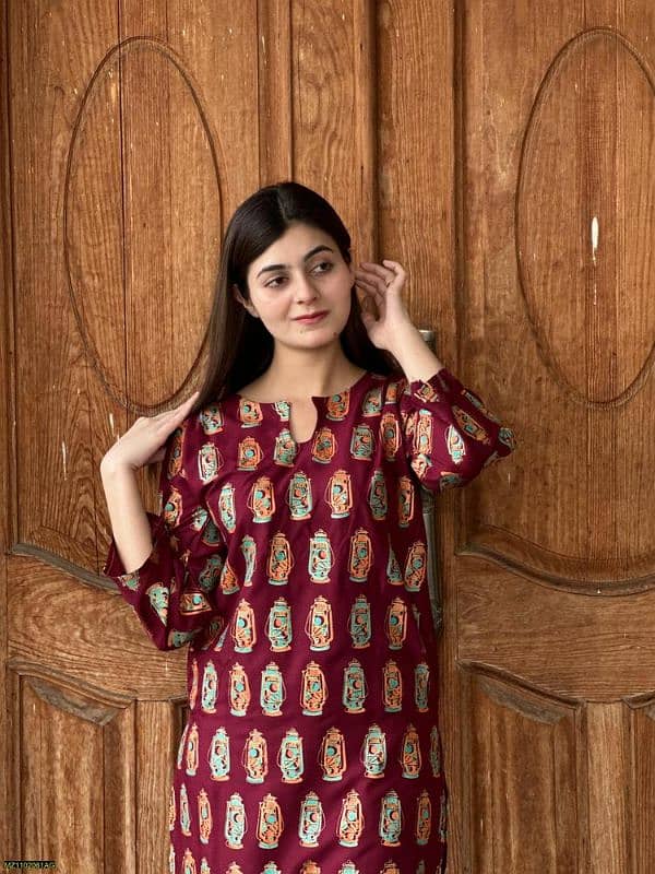 2 PCs women's stitched lawn printed shirt and trouser _ Different d 5