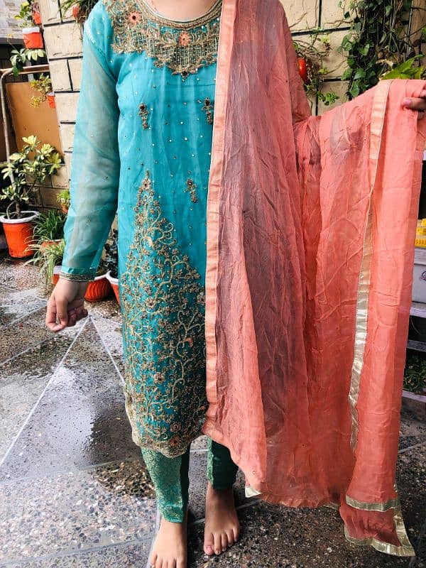 3pc organza with shafoon dupatta 6