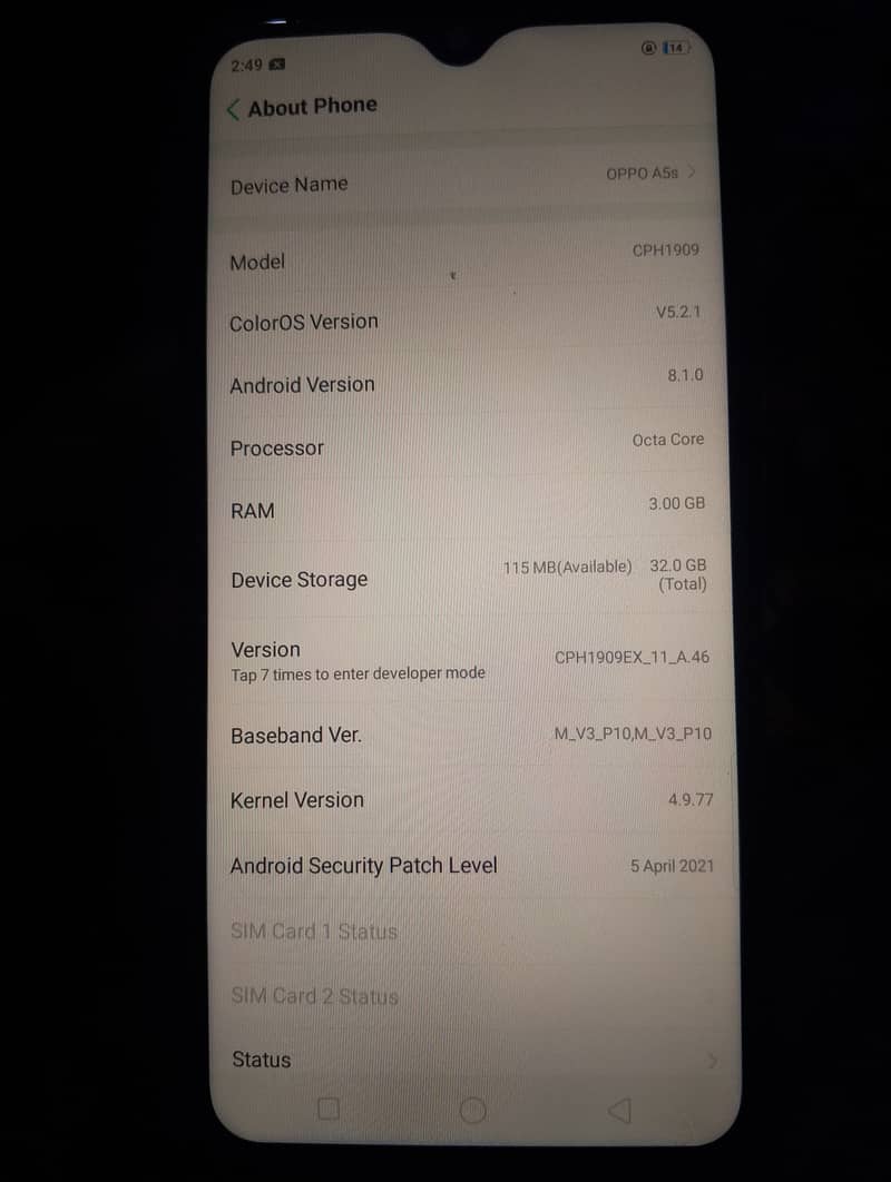 OPPO A5s 3/32 urgent sell condition Good 0