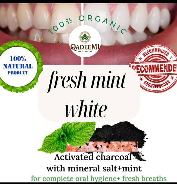 Fresh mint white charcoal teeth whitening powder 6