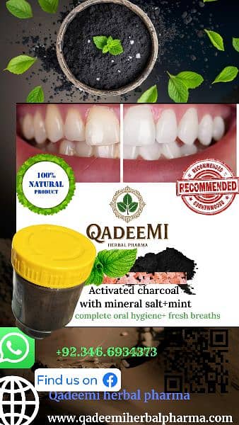 Fresh mint white charcoal teeth whitening powder 9