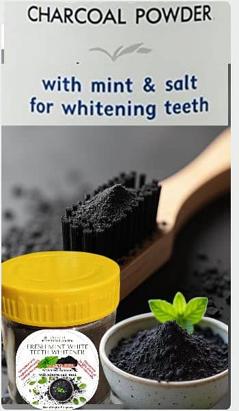 Fresh mint white charcoal teeth whitening powder 11