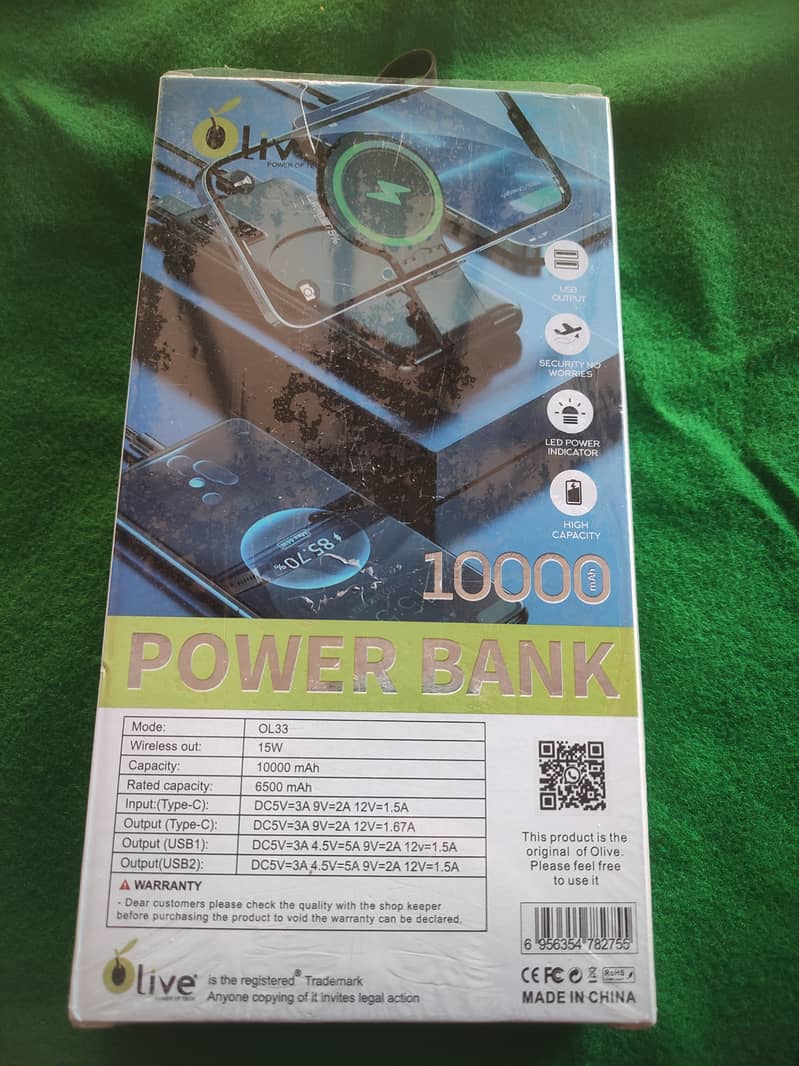 Power Bank 10000mAh Olive Magnetic Bracket Wireless Fast Charge 15W 1