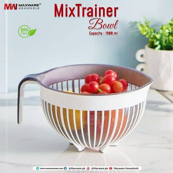 2 in 1 Mixer & Stainer Bowl 1800ml Capacity High Quality 3