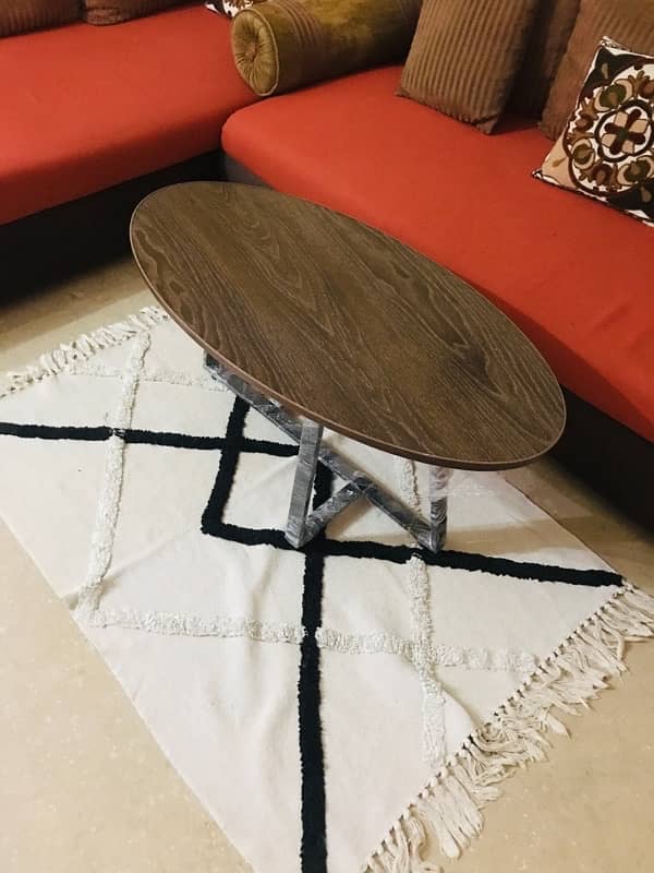 brown oval center table 2