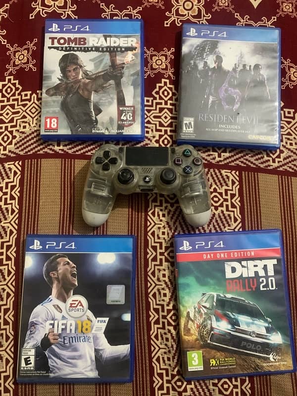 tomb raider , Resident evil 6 , fifa 18 , dirt rally , original remote 0