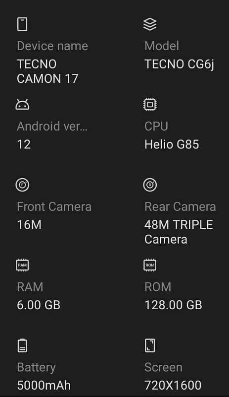 Tecno Camon-17 6/128 6