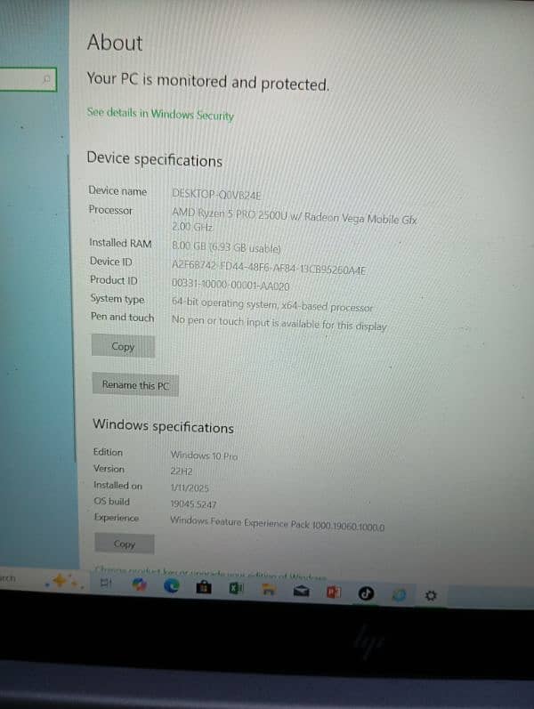 hp laptop  AMD Ryzen 5pro  8th generation 5