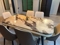 IMPORTED FROM TURKEY: Marble Dining Table Set with 6 Elegant Chairs!