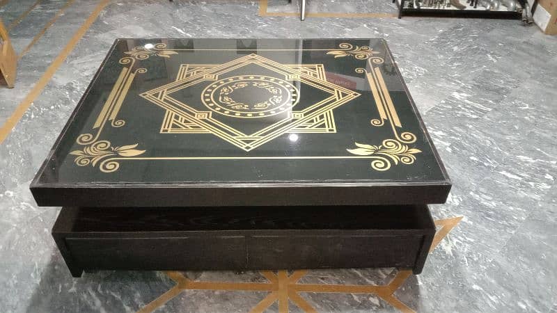 Elegant Black Table with Golden Design – For Sale 1